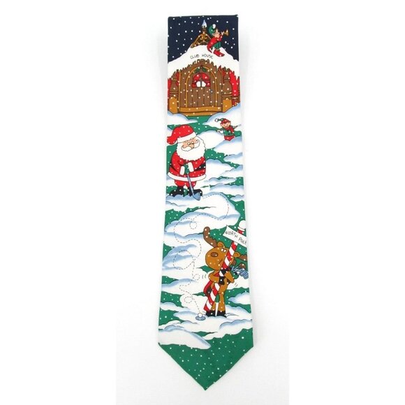 Lot of 2 Vintage 90s Mens Neckties Wide Classic Santa Golfing Hallmark Christmas - Picture 3 of 16